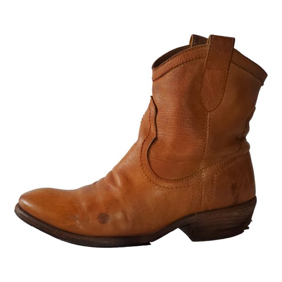Frye Women's Carson Shortie Cognac Leather Bootie Size 5.5M - Picture 1 of 10